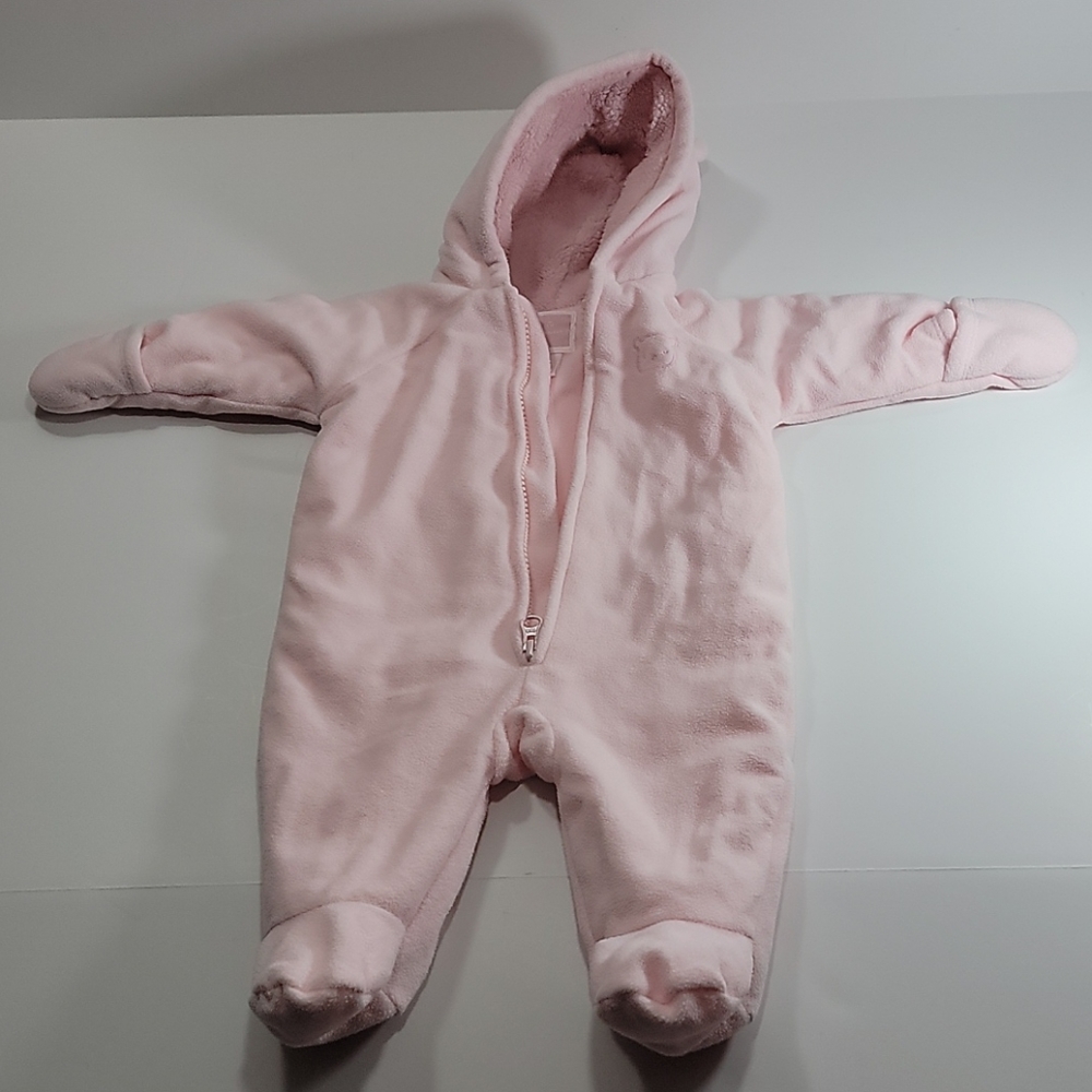 Old Navy Fleece Bear Snow Suit Pink 0-3 Months